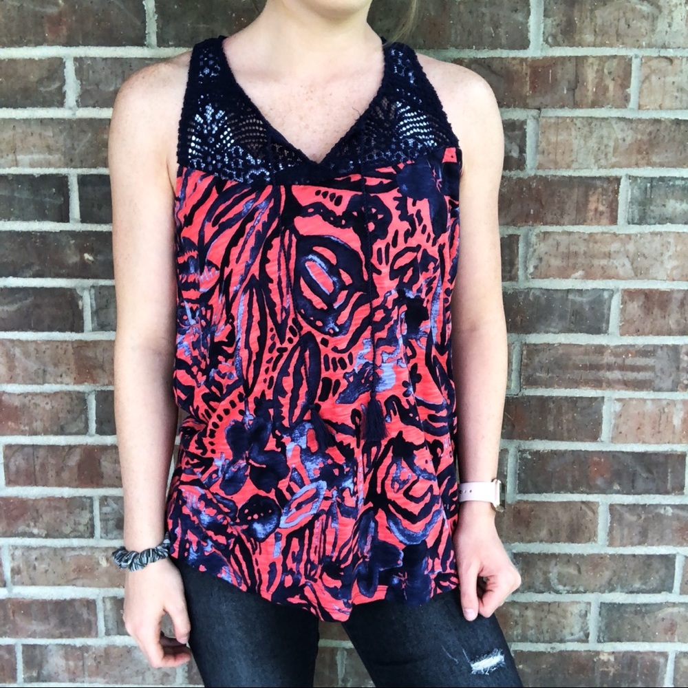 Lucky Brand Floral Lace Tank Top